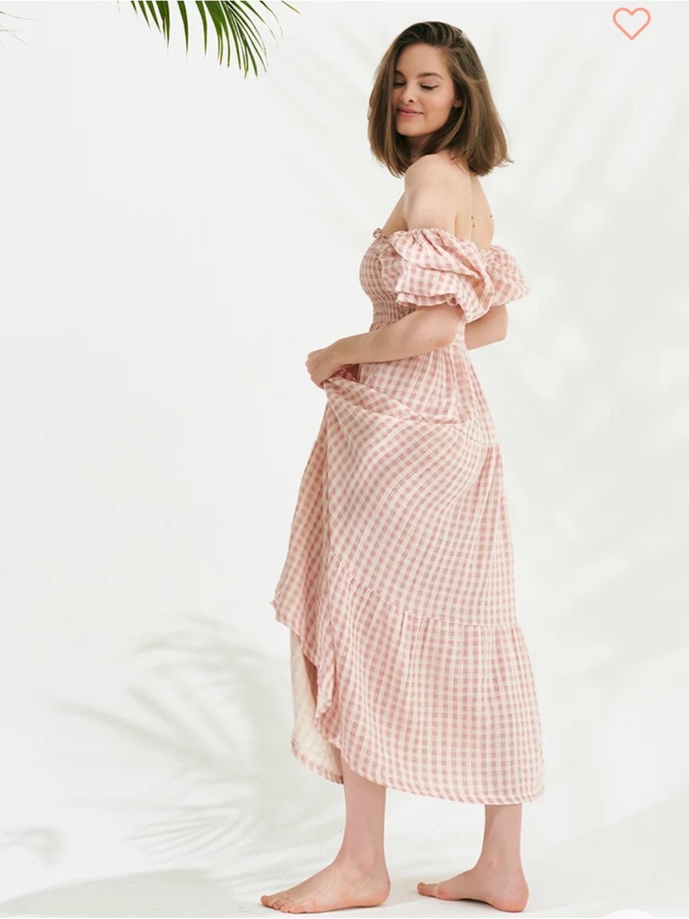 Nothing fits but Kiko Smocked Puff-Sleeve Gingham Maxi Dress Pink sz small - Picture 3 of 9